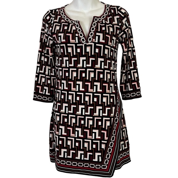 WHITE HOUSE BLACK MARKET WHBM Embroidered Collar Mini Jersey Knit Dress sz XXS - Picture 1 of 15